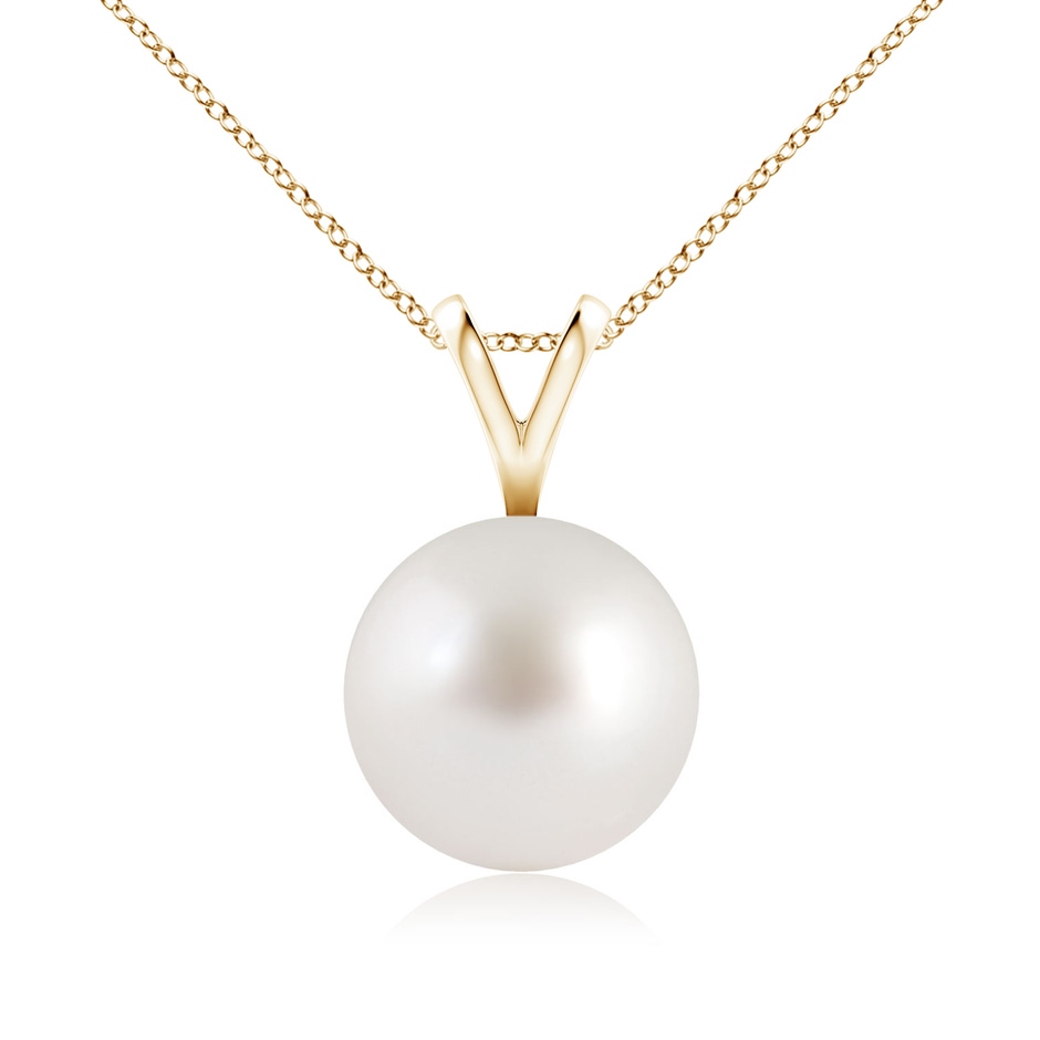 9mm AAA South Sea Pearl Solitaire V-Bale Pendant in Yellow Gold 