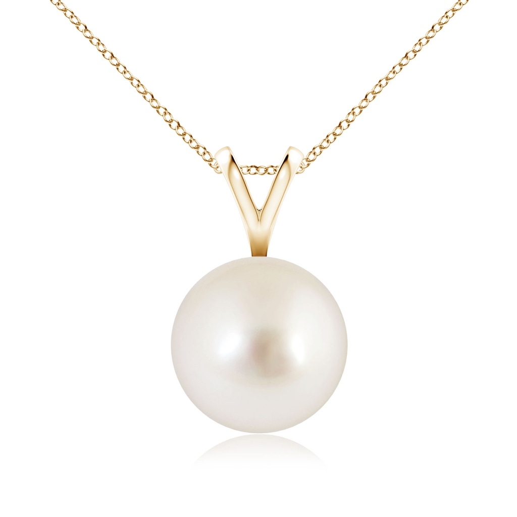 9mm AAAA South Sea Pearl Solitaire V-Bale Pendant in Yellow Gold