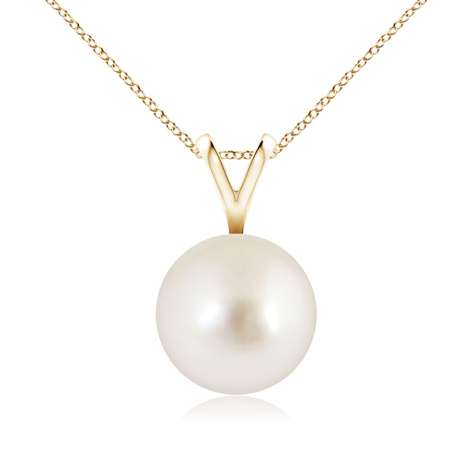 9mm AAAA South Sea Pearl Solitaire V-Bale Pendant in Yellow Gold 