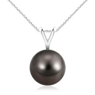 10mm AAA Tahitian Pearl Solitaire V-Bale Pendant in White Gold
