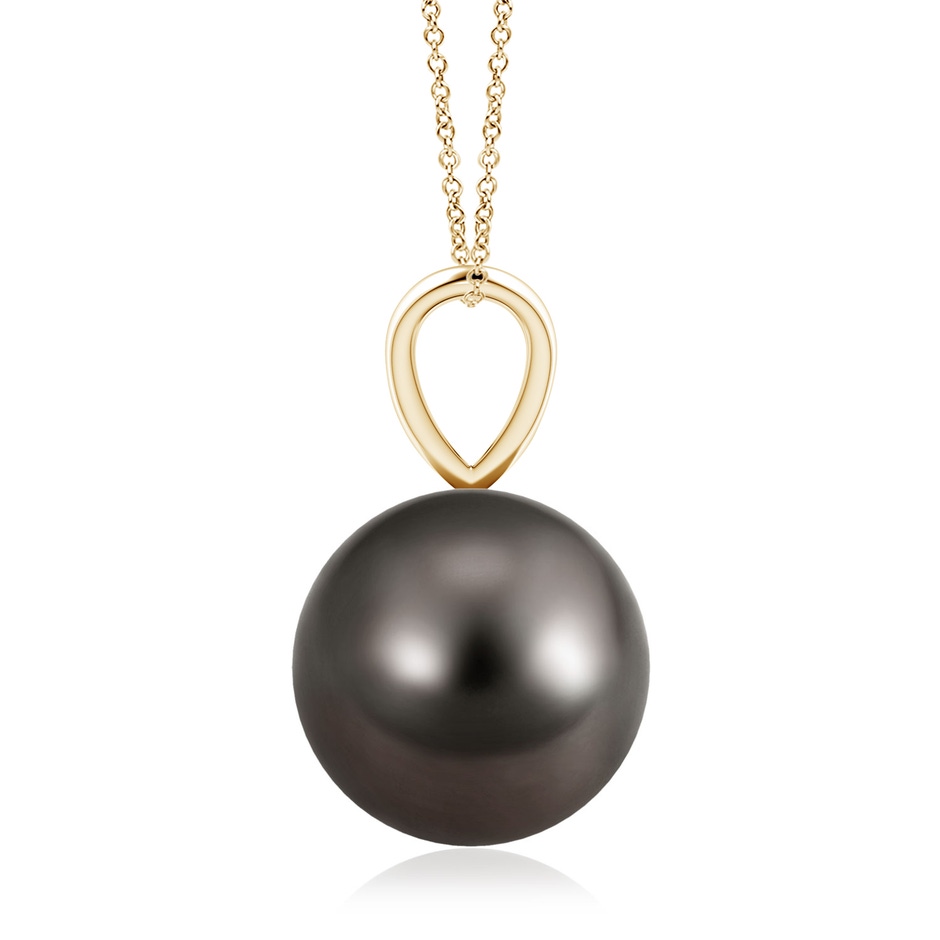 10mm AAA Tahitian Pearl Solitaire V-Bale Pendant in Yellow Gold side-1