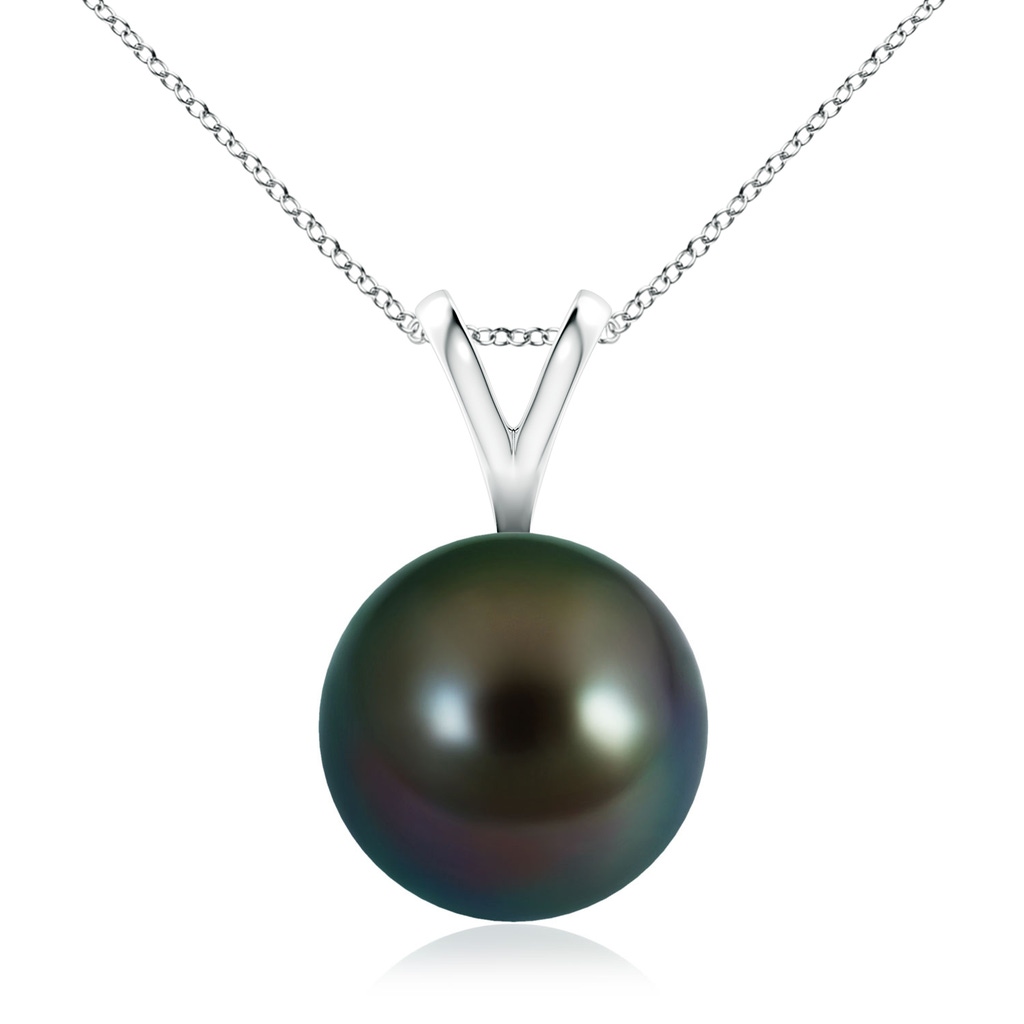 10mm AAAA Tahitian Pearl Solitaire V-Bale Pendant in P950 Platinum