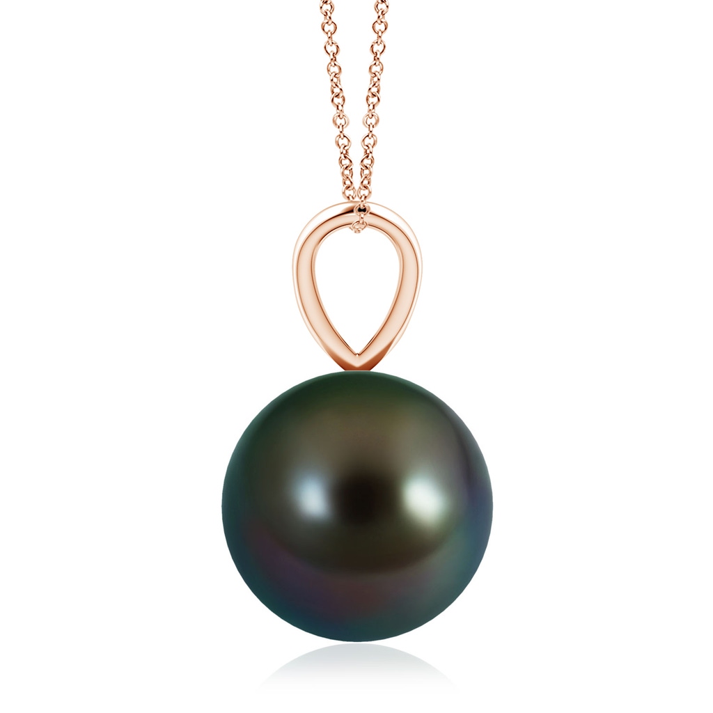 10mm AAAA Tahitian Pearl Solitaire V-Bale Pendant in Rose Gold - side_1