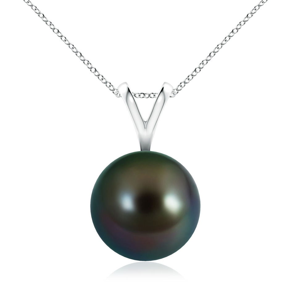 10mm AAAA Tahitian Pearl Solitaire V-Bale Pendant in White Gold 