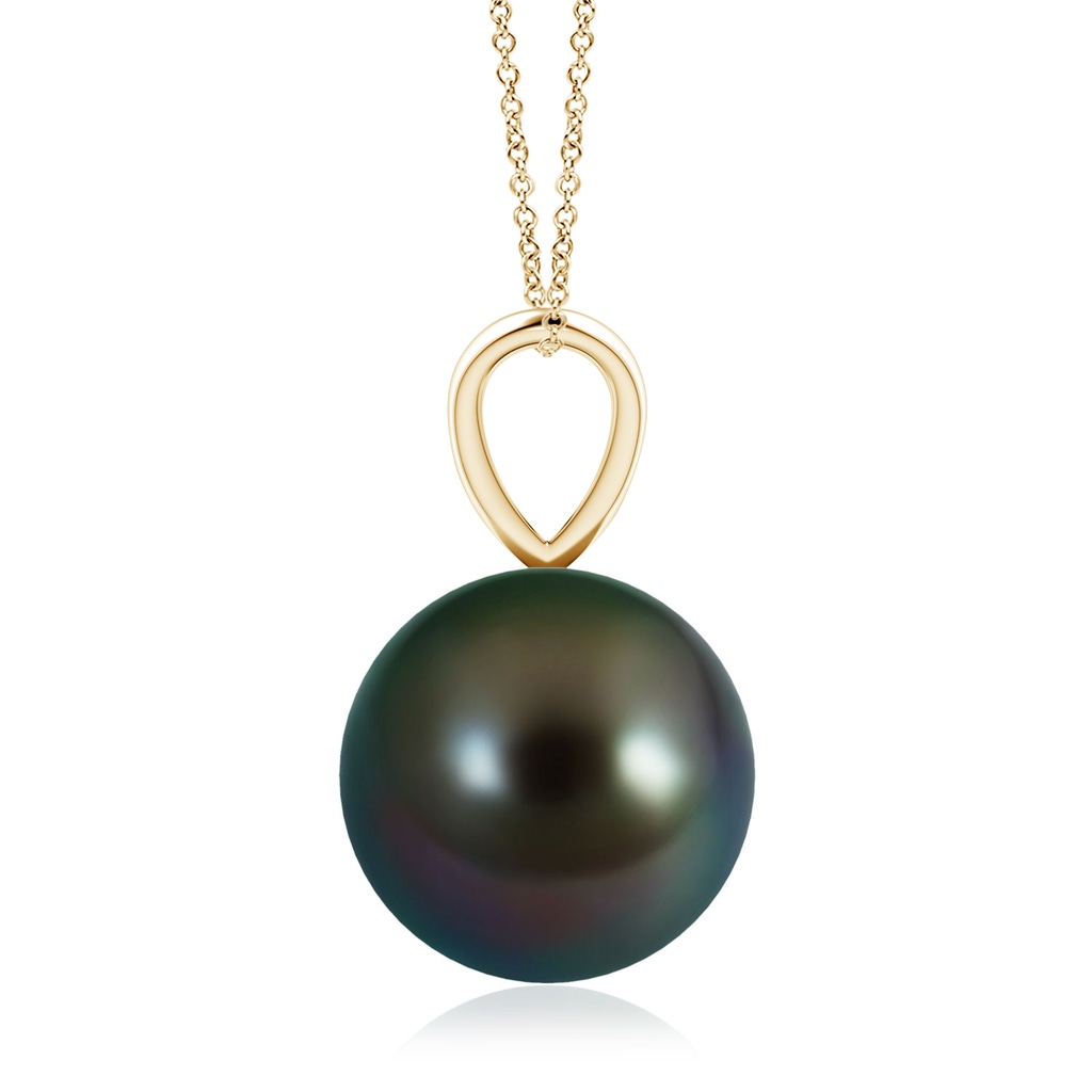 10mm AAAA Tahitian Pearl Solitaire V-Bale Pendant in Yellow Gold - side_1