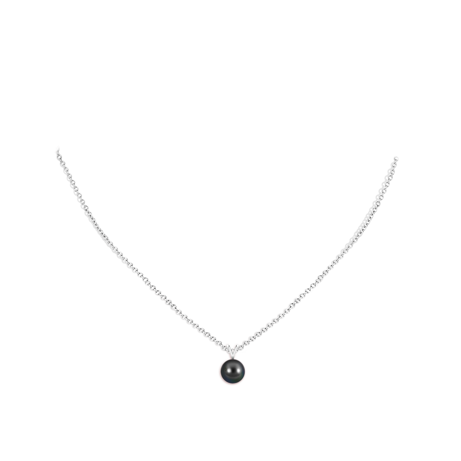 8mm AA Tahitian Pearl Solitaire V-Bale Pendant in P950 Platinum body-neck