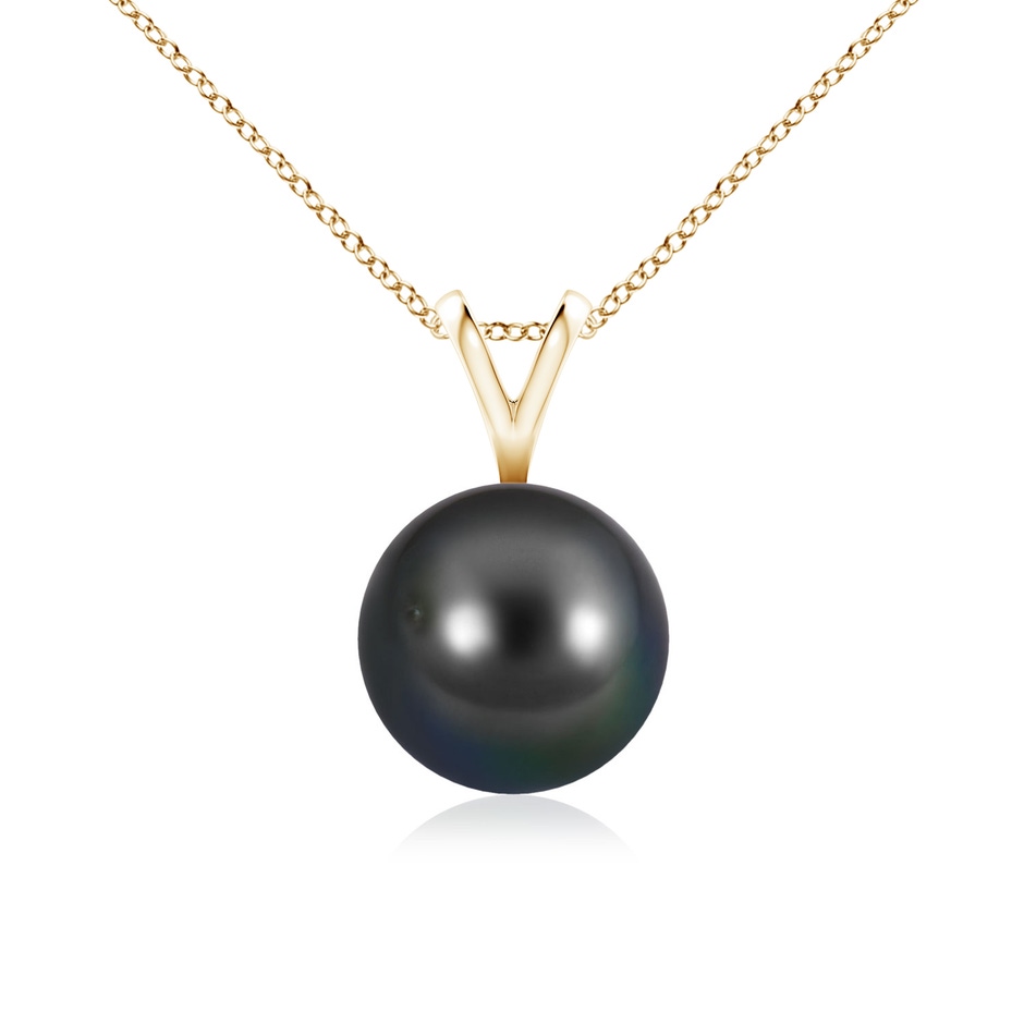 8mm AA Tahitian Pearl Solitaire V-Bale Pendant in Yellow Gold 
