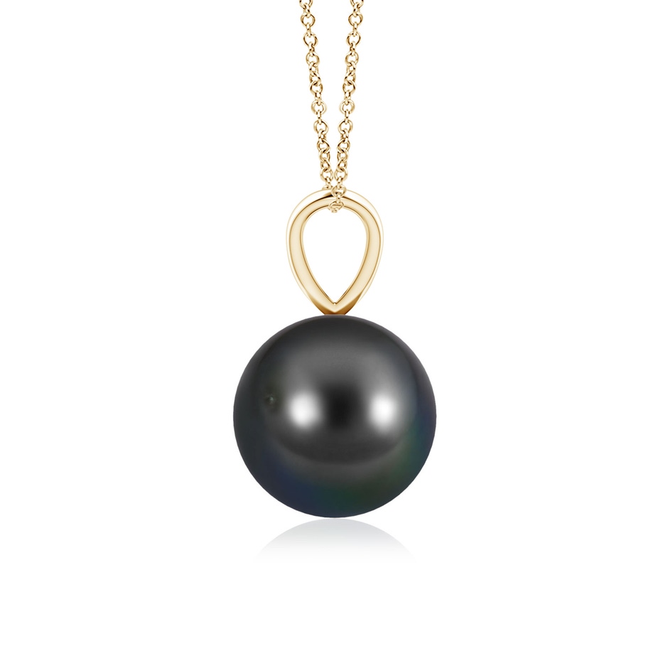 8mm AA Tahitian Pearl Solitaire V-Bale Pendant in Yellow Gold side-1