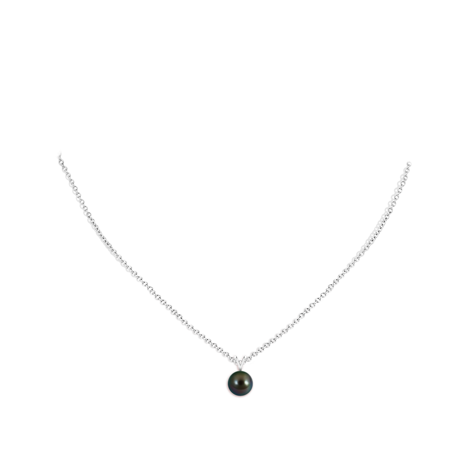 8mm AAAA Tahitian Pearl Solitaire V-Bale Pendant in P950 Platinum body-neck