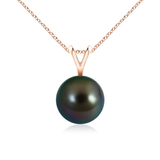 8mm AAAA Tahitian Pearl Solitaire V-Bale Pendant in Rose Gold