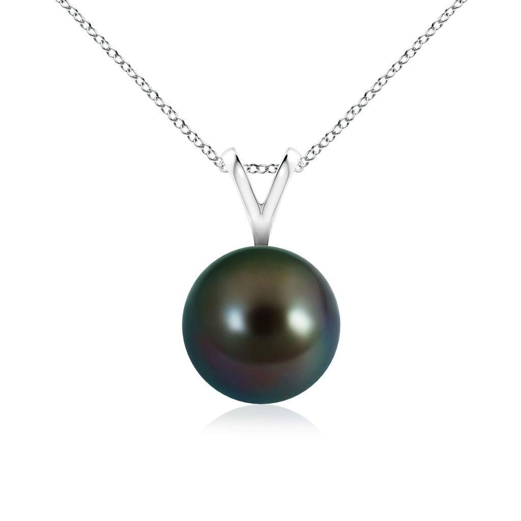 8mm AAAA Tahitian Pearl Solitaire V-Bale Pendant in White Gold 