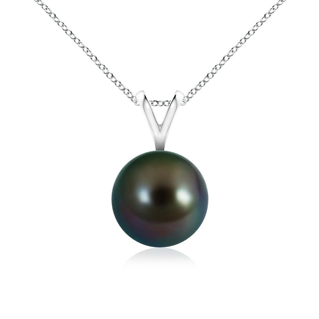 8mm AAAA Tahitian Pearl Solitaire V-Bale Pendant in White Gold