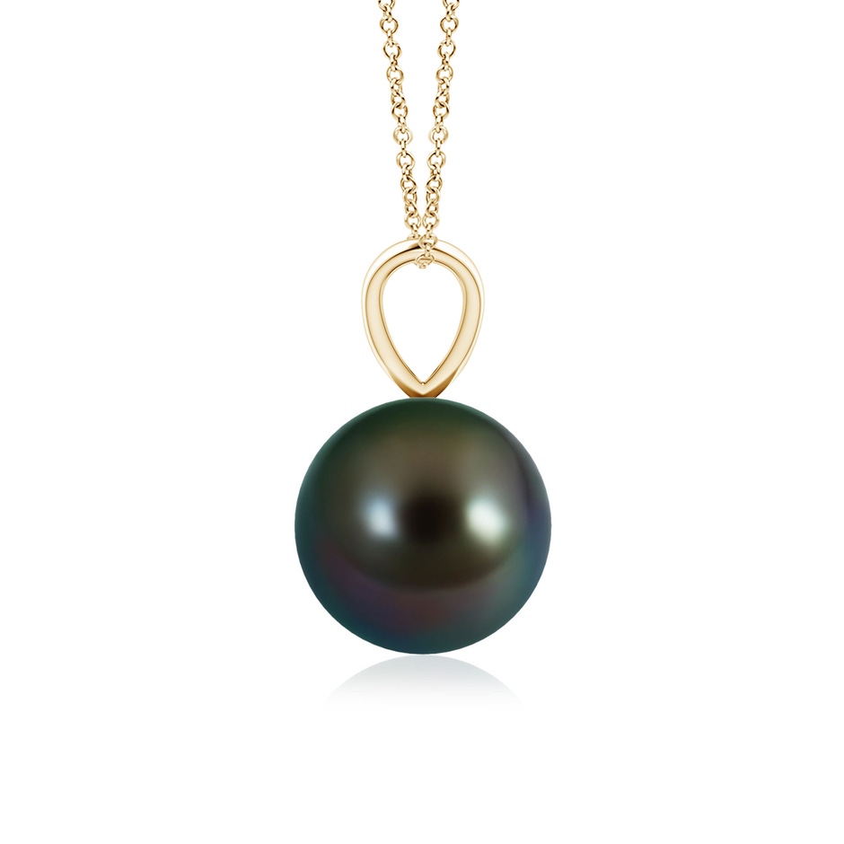 8mm AAAA Tahitian Pearl Solitaire V-Bale Pendant in Yellow Gold side-1