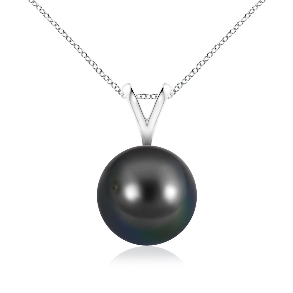 9mm AA Tahitian Pearl Solitaire V-Bale Pendant in White Gold 