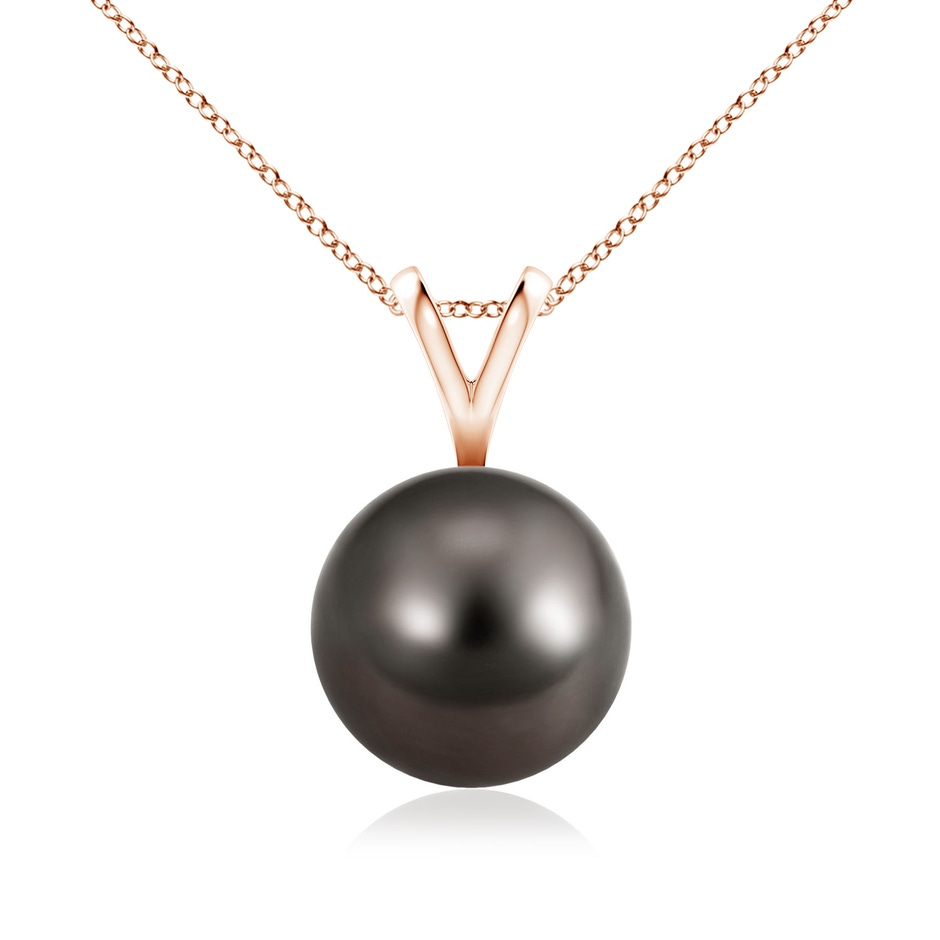 9mm AAA Tahitian Pearl Solitaire V-Bale Pendant in Rose Gold 