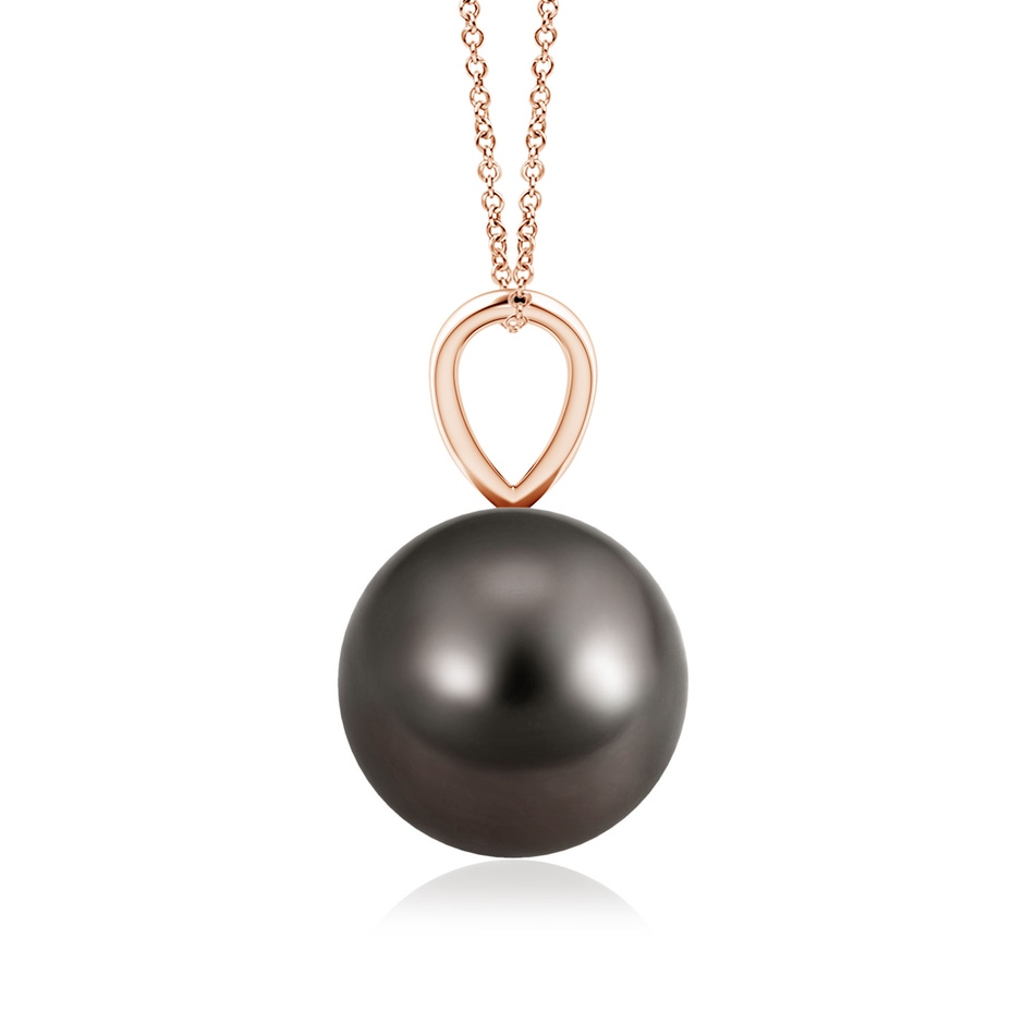 9mm AAA Tahitian Pearl Solitaire V-Bale Pendant in Rose Gold side-1