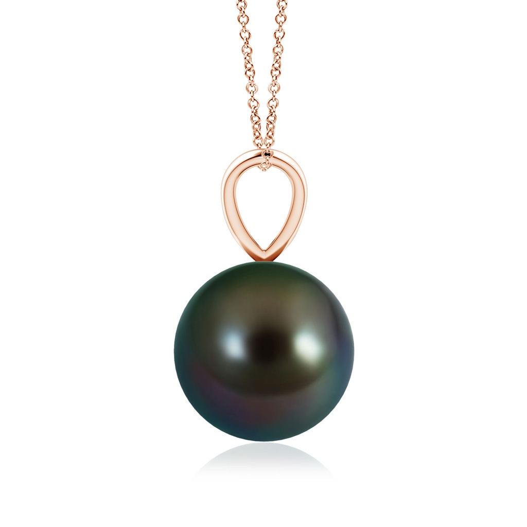 9mm AAAA Tahitian Pearl Solitaire V-Bale Pendant in Rose Gold Side-1
