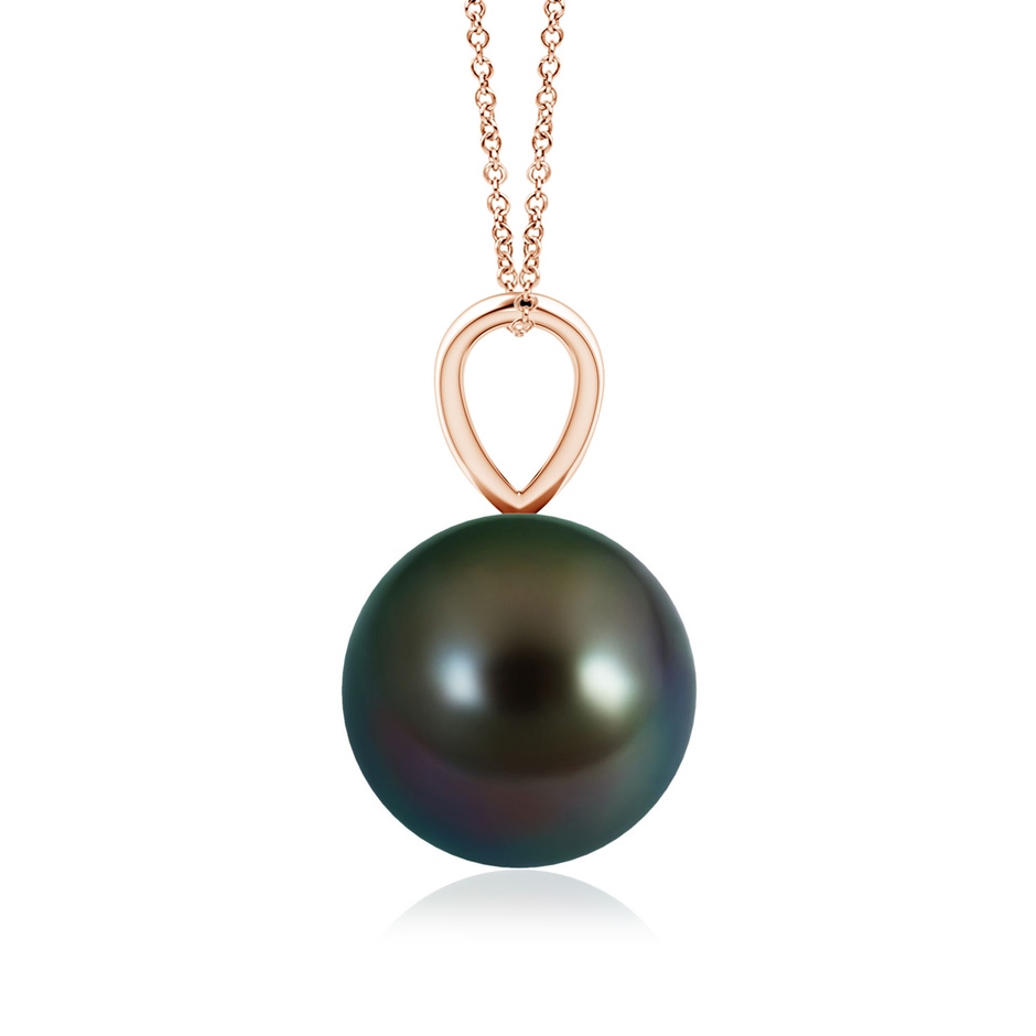 9mm AAAA Tahitian Pearl Solitaire V-Bale Pendant in Rose Gold side-1