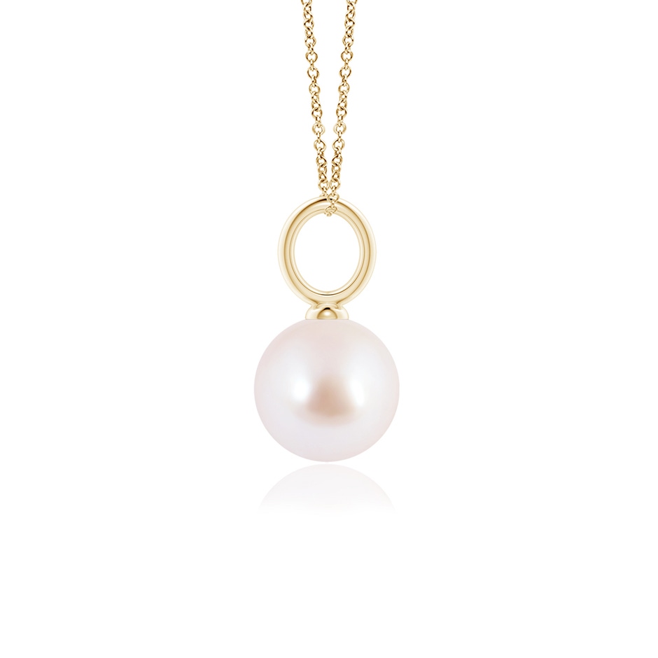 8mm AAA Classic Japanese Akoya Pearl Solitaire Pendant in Yellow Gold side-1