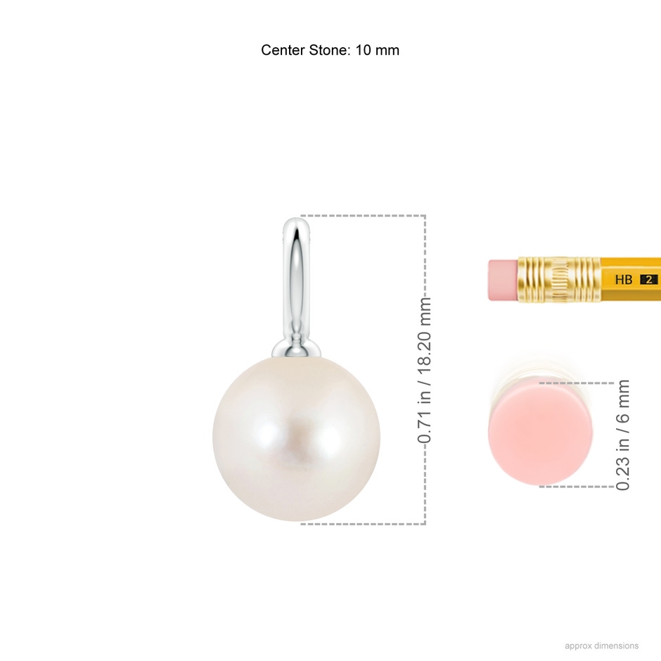 10mm AAAA Classic Freshwater Pearl Solitaire Pendant in P950 Platinum ruler