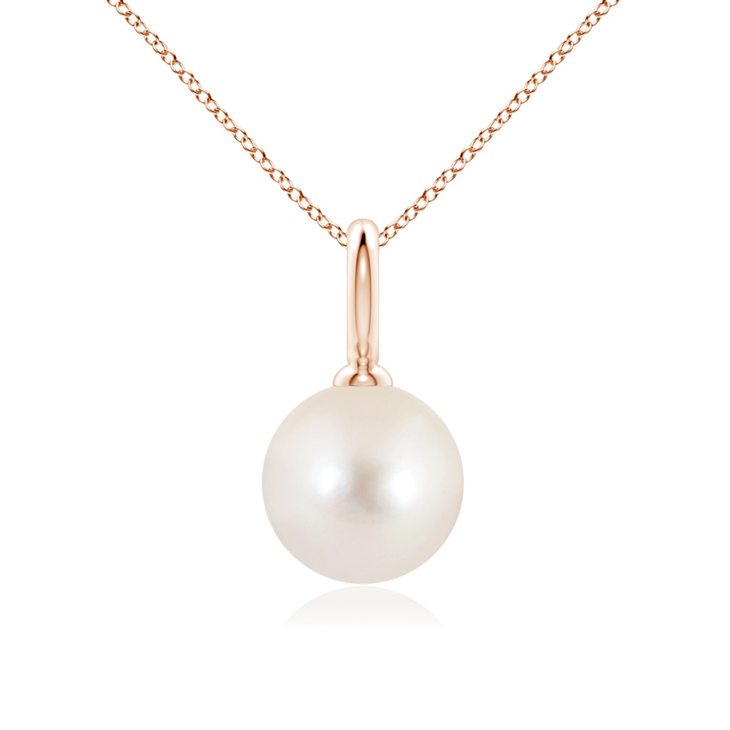10mm AAAA Classic Freshwater Pearl Solitaire Pendant in Rose Gold