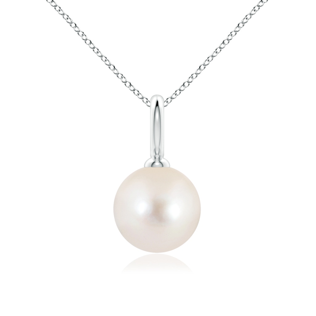 10mm AAAA Classic Freshwater Pearl Solitaire Pendant in White Gold