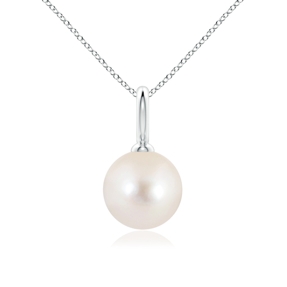 10mm AAAA Classic Freshwater Pearl Solitaire Pendant in White Gold 