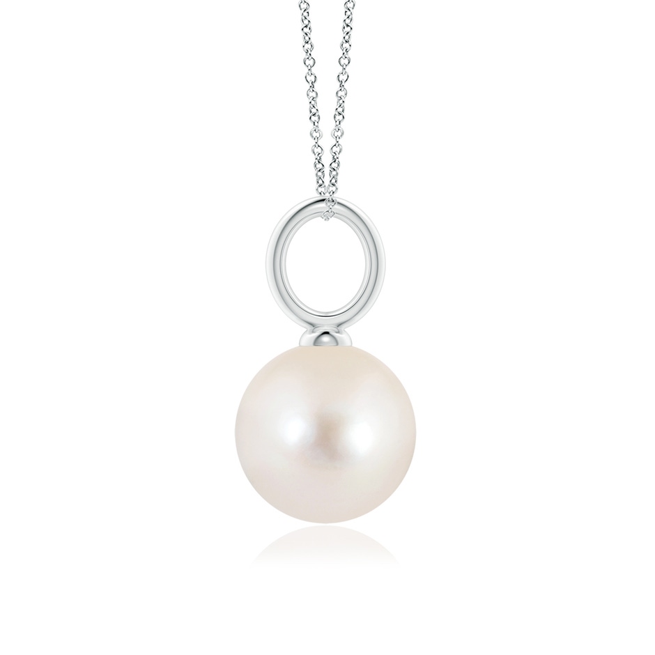 10mm AAAA Classic Freshwater Pearl Solitaire Pendant in White Gold side-1