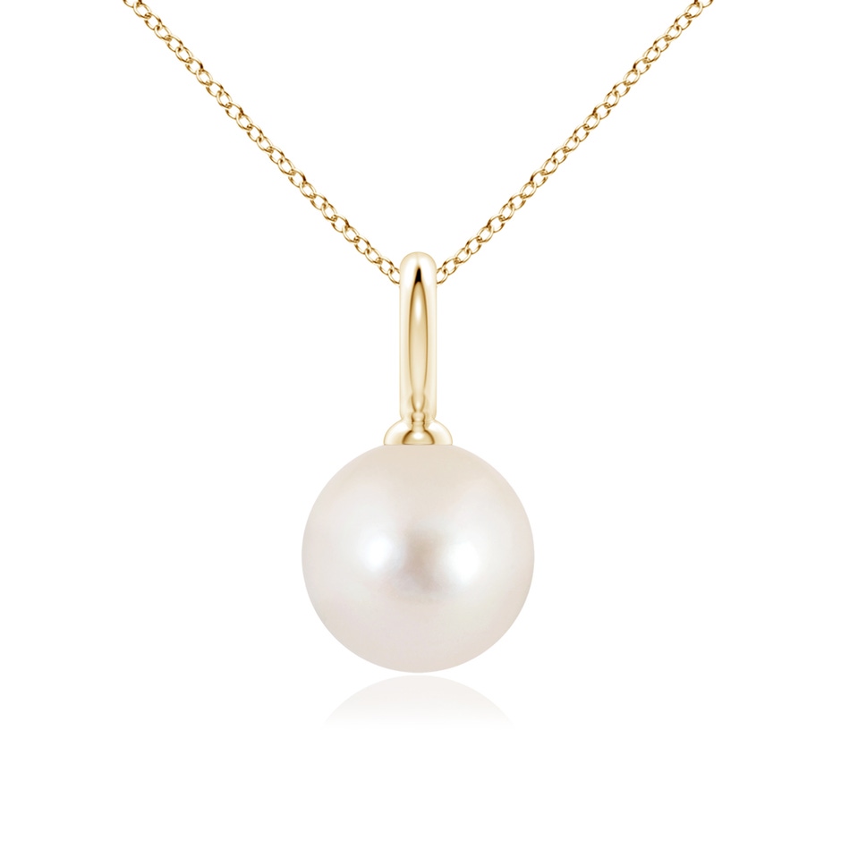 10mm AAAA Classic Freshwater Pearl Solitaire Pendant in Yellow Gold 