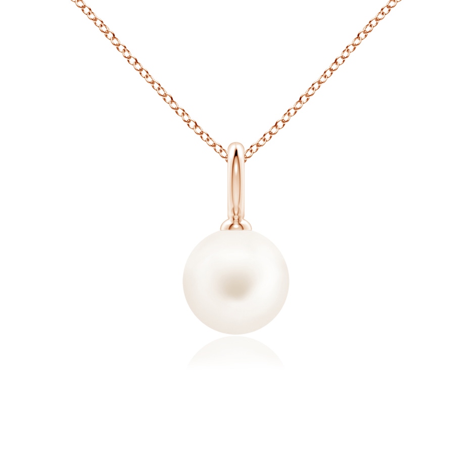 8mm AA Classic Freshwater Pearl Solitaire Pendant in Rose Gold 