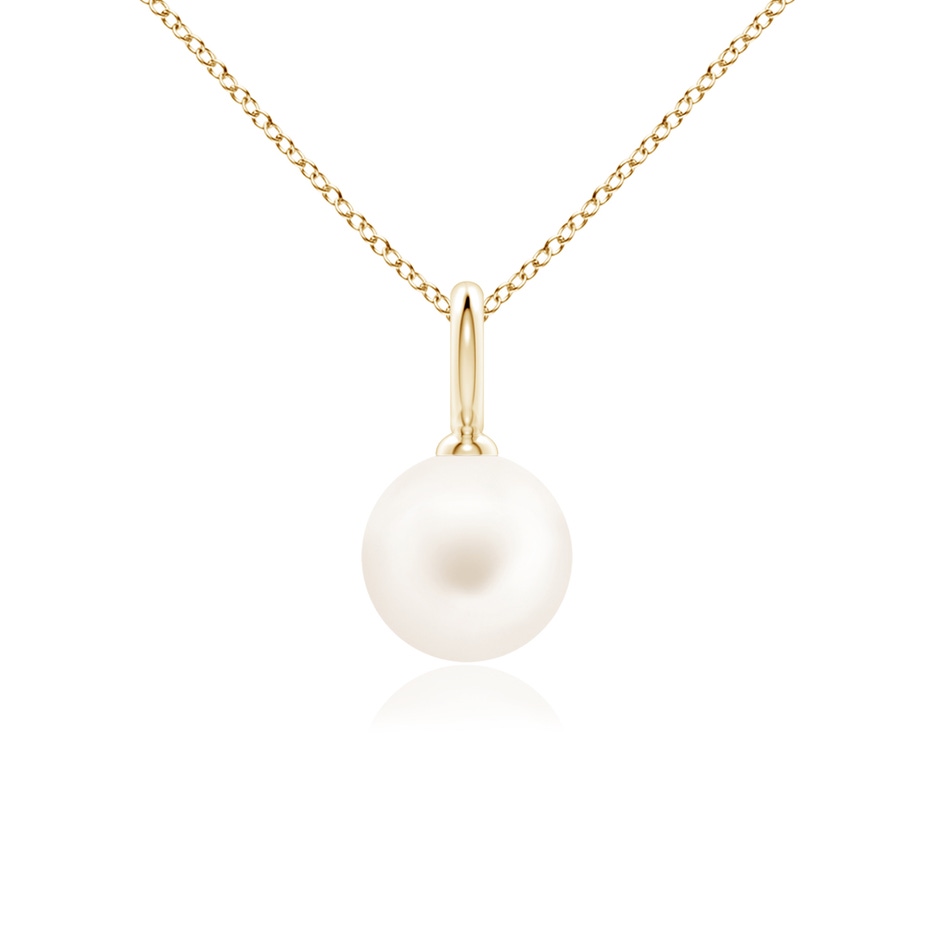 8mm AA Classic Freshwater Pearl Solitaire Pendant in Yellow Gold 