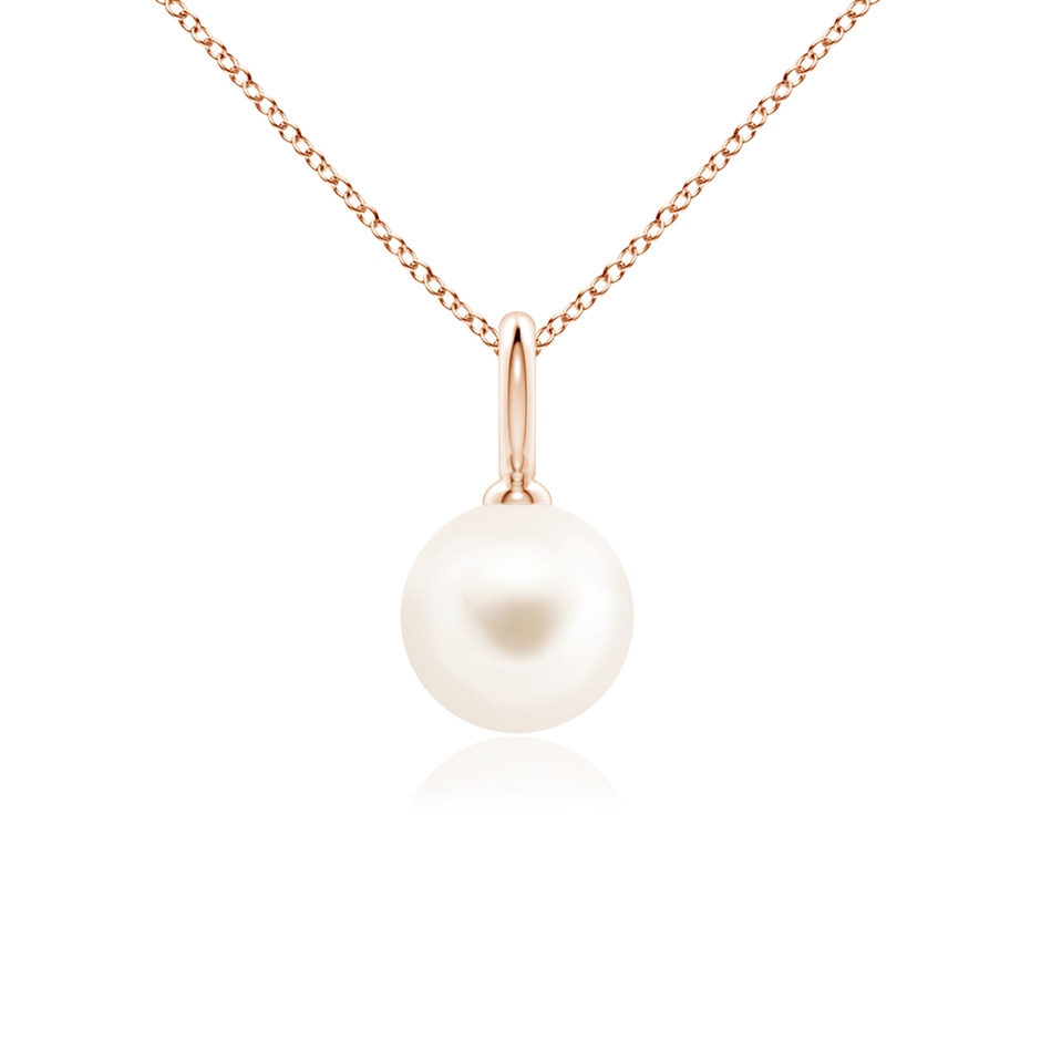 8mm AAA Classic Freshwater Pearl Solitaire Pendant in Rose Gold 