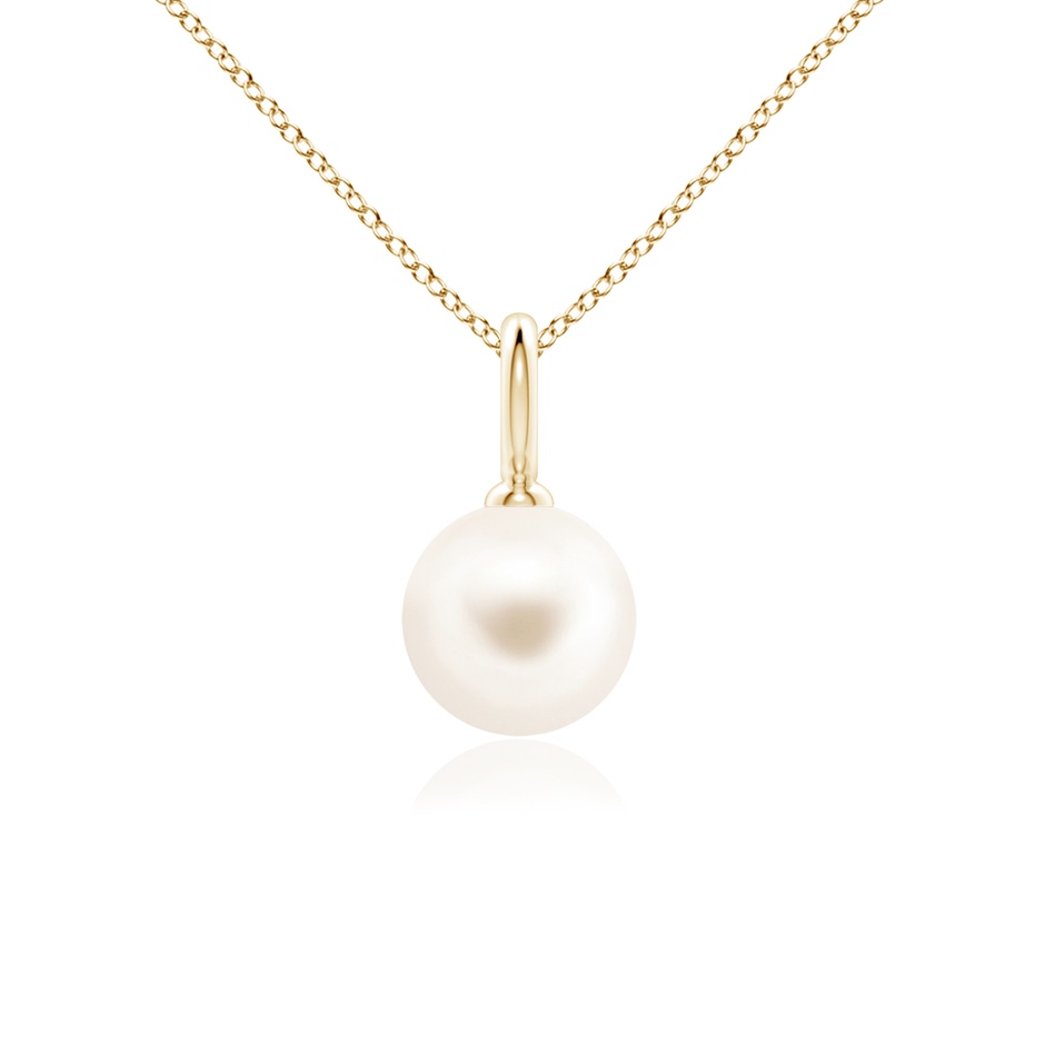 8mm AAA Classic Freshwater Pearl Solitaire Pendant in Yellow Gold 