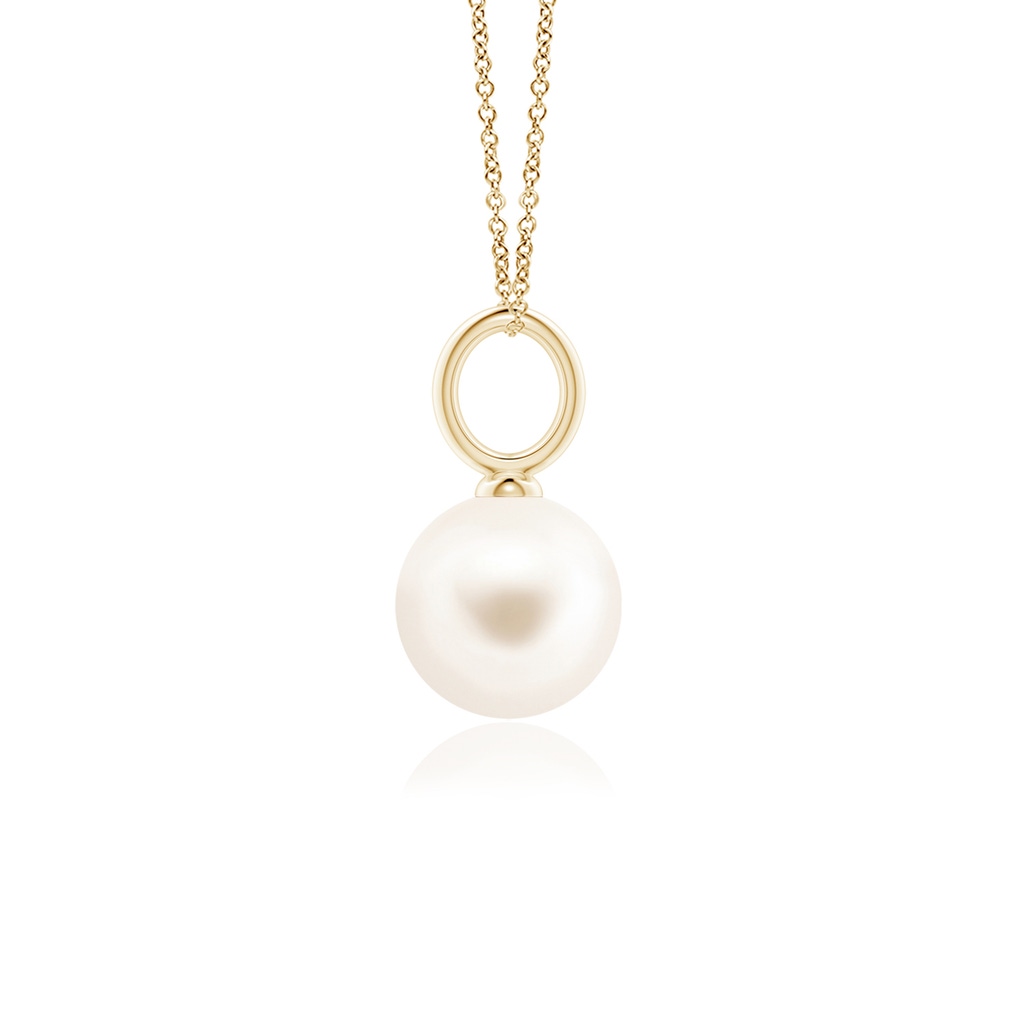 8mm AAA Classic Freshwater Pearl Solitaire Pendant in Yellow Gold Side-1