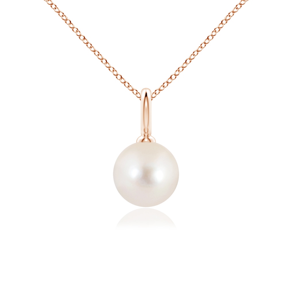 8mm AAAA Classic Freshwater Pearl Solitaire Pendant in Rose Gold