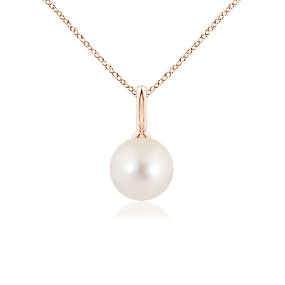 8mm AAAA Classic Freshwater Pearl Solitaire Pendant in Rose Gold 