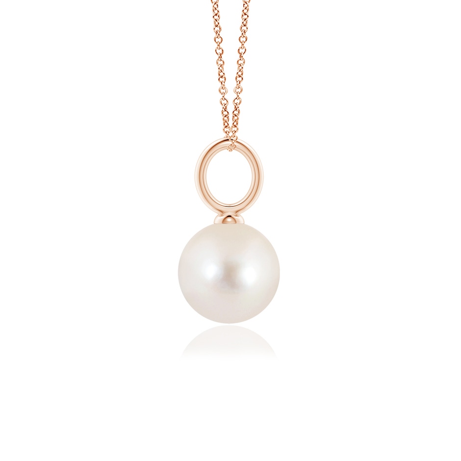 8mm AAAA Classic Freshwater Pearl Solitaire Pendant in Rose Gold side-1