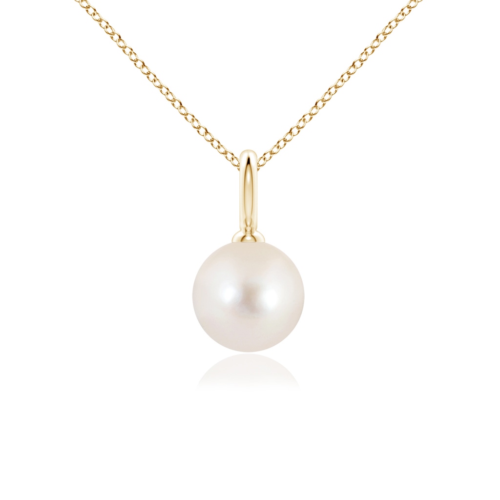 8mm AAAA Classic Freshwater Pearl Solitaire Pendant in Yellow Gold
