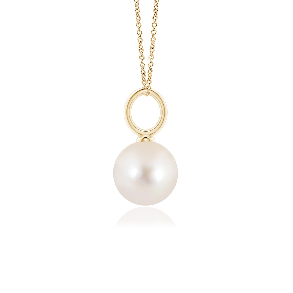 8mm AAAA Classic Freshwater Pearl Solitaire Pendant in Yellow Gold Side-1