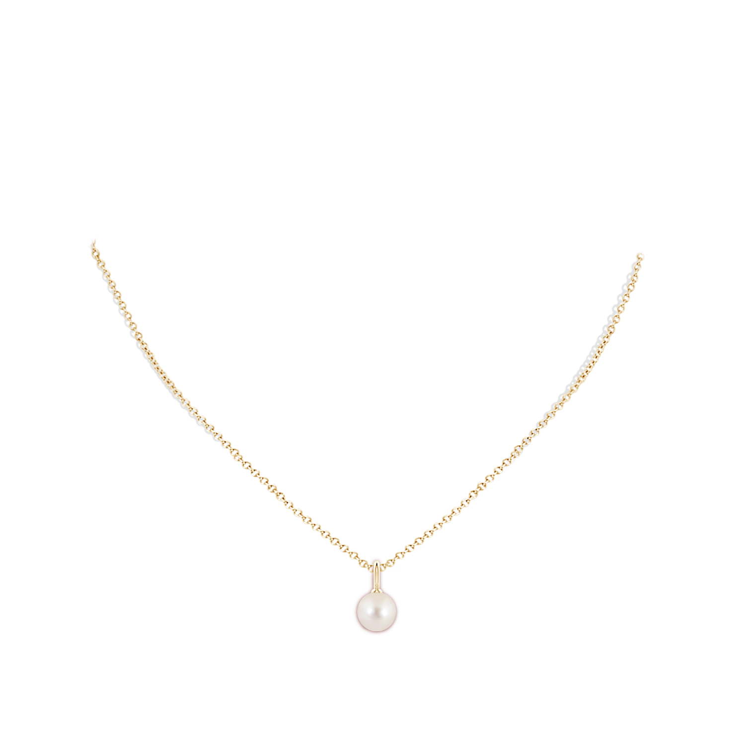 8mm AAAA Classic Freshwater Pearl Solitaire Pendant in Yellow Gold - body_neck