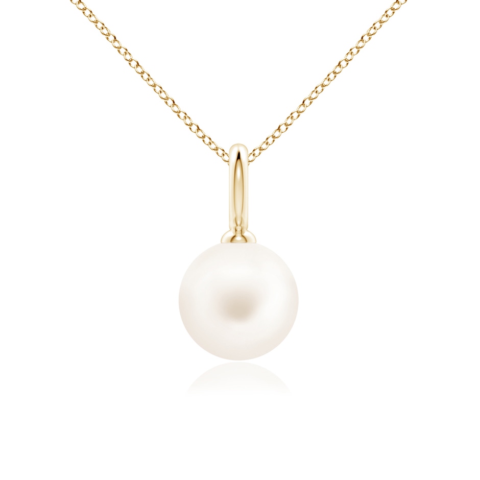 9mm AA Classic Freshwater Pearl Solitaire Pendant in Yellow Gold 