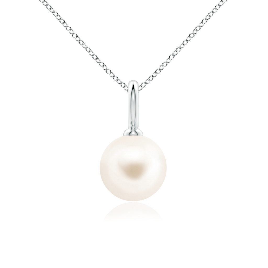 9mm AAA Classic Freshwater Pearl Solitaire Pendant in White Gold