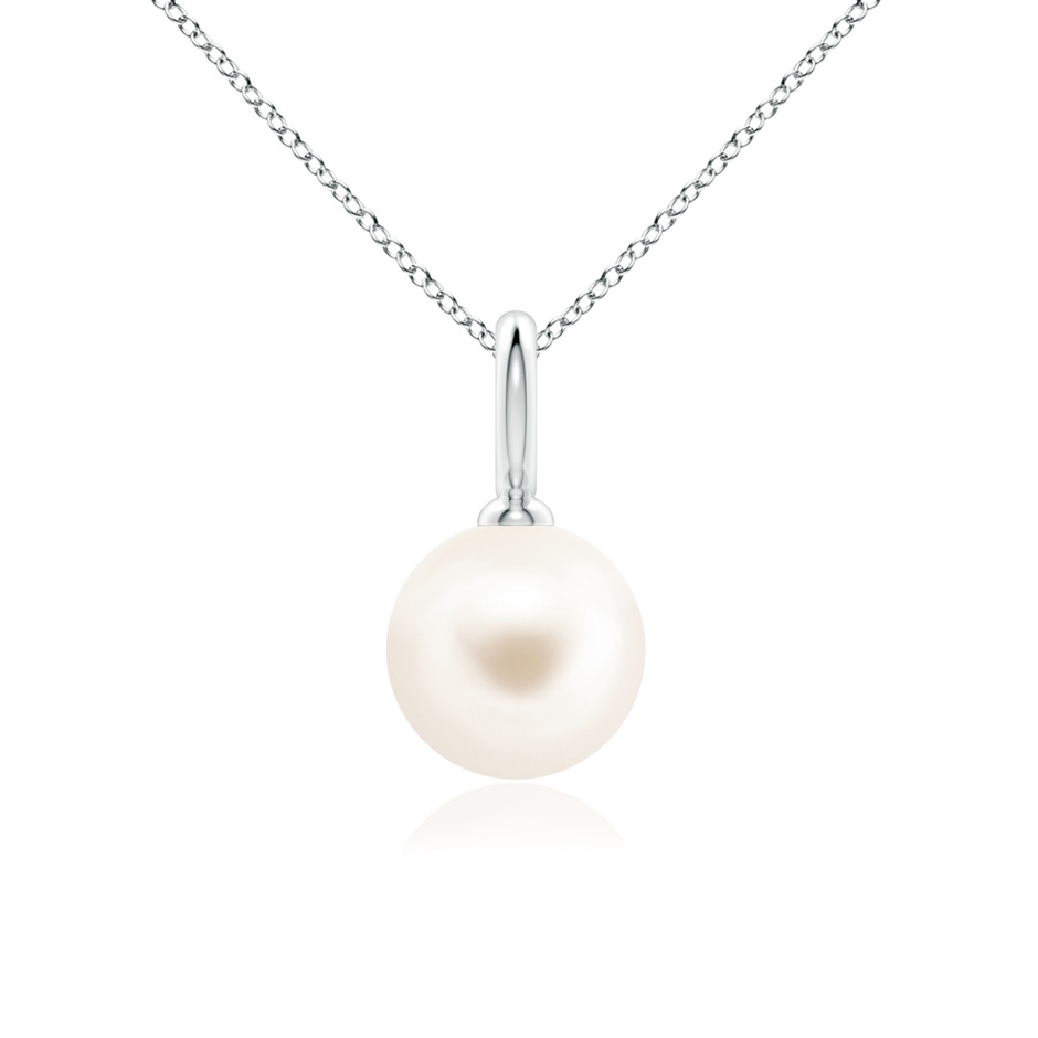 9mm AAA Classic Freshwater Pearl Solitaire Pendant in White Gold 