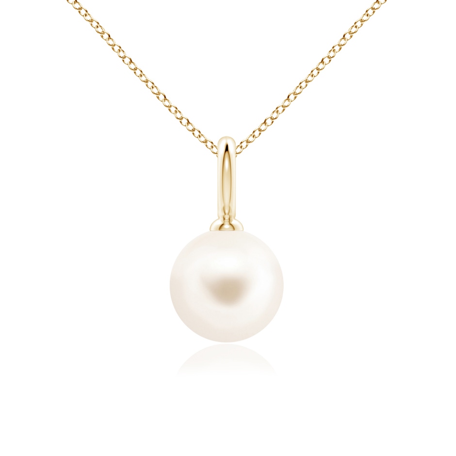 9mm AAA Classic Freshwater Pearl Solitaire Pendant in Yellow Gold 