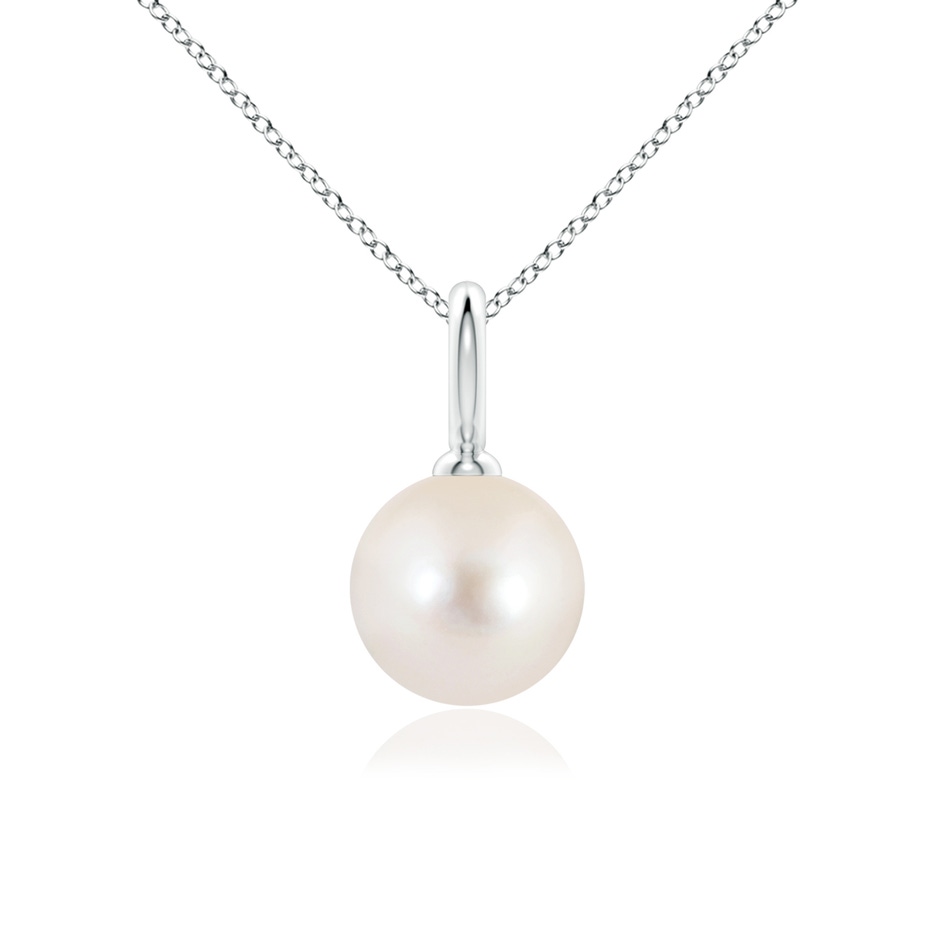 9mm AAAA Classic Freshwater Pearl Solitaire Pendant in White Gold 