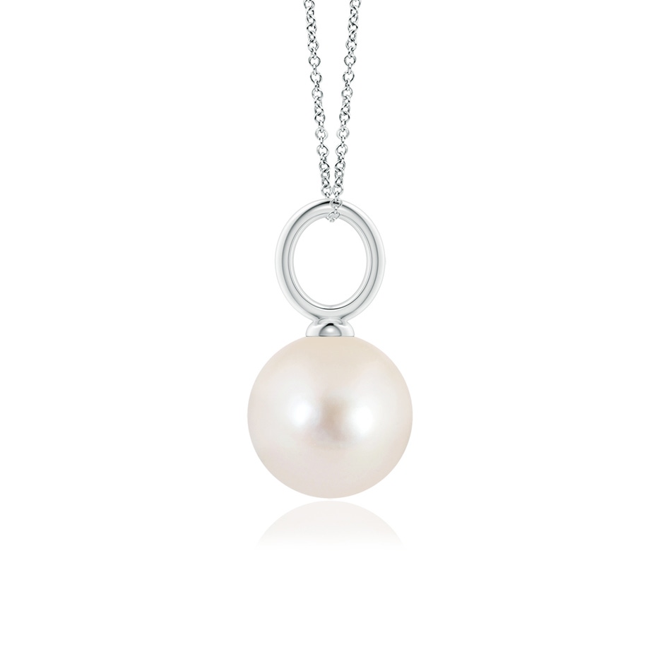 9mm AAAA Classic Freshwater Pearl Solitaire Pendant in White Gold side-1