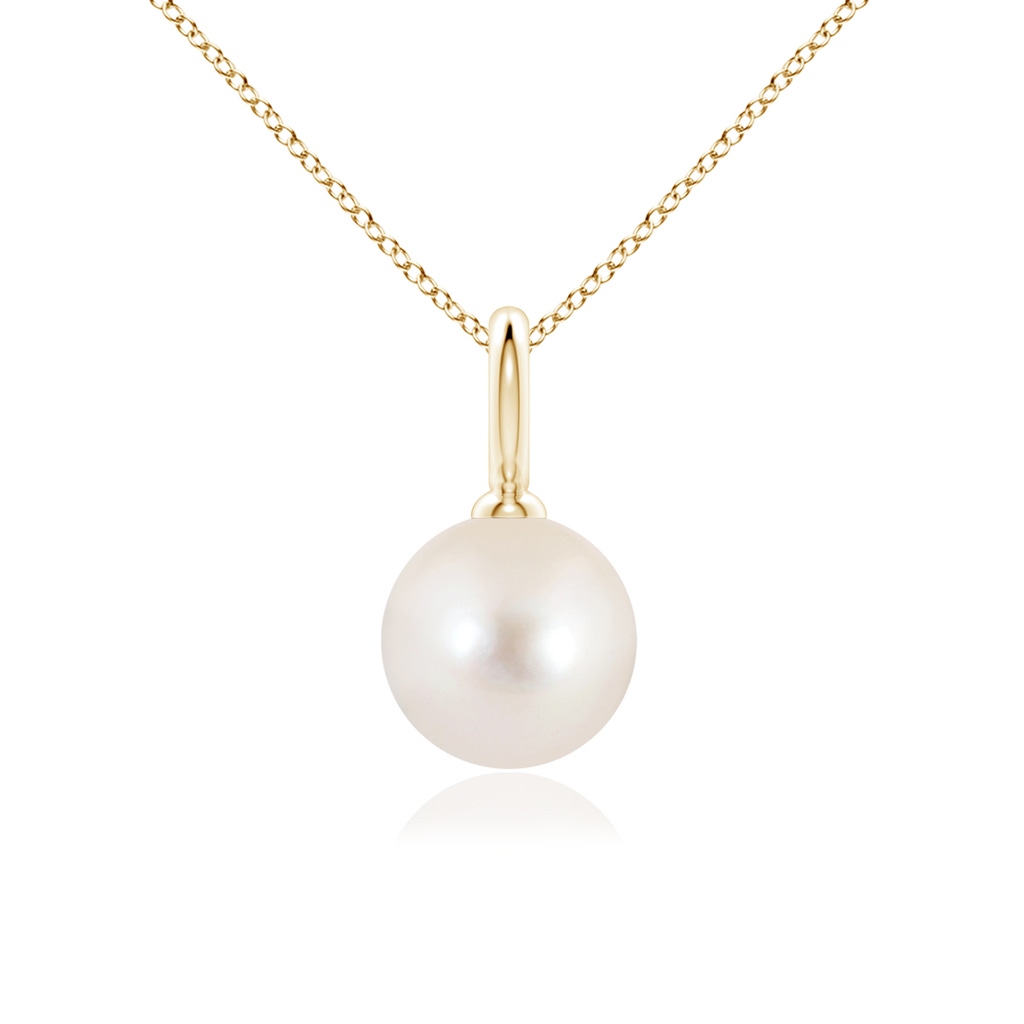 9mm AAAA Classic Freshwater Pearl Solitaire Pendant in Yellow Gold