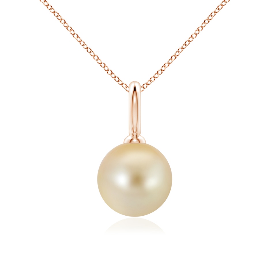 10mm AAA Classic Golden South Sea Pearl Solitaire Pendant in Rose Gold 