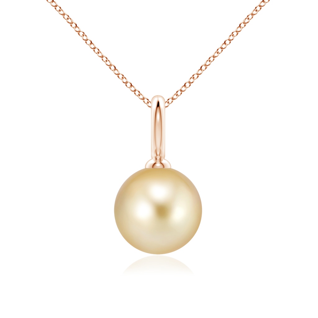 10mm AAAA Classic Golden South Sea Pearl Solitaire Pendant in Rose Gold