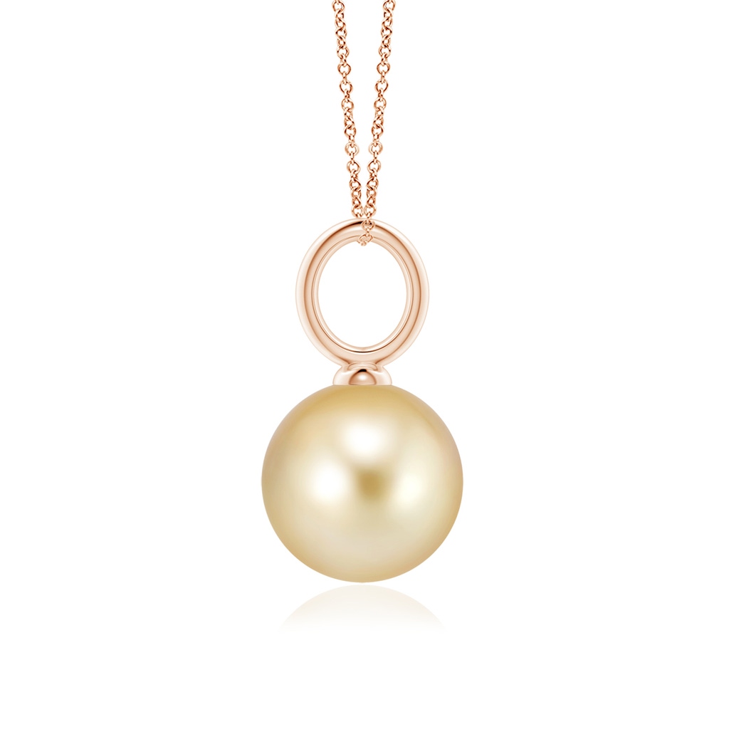 10mm AAAA Classic Golden South Sea Pearl Solitaire Pendant in Rose Gold Side-1